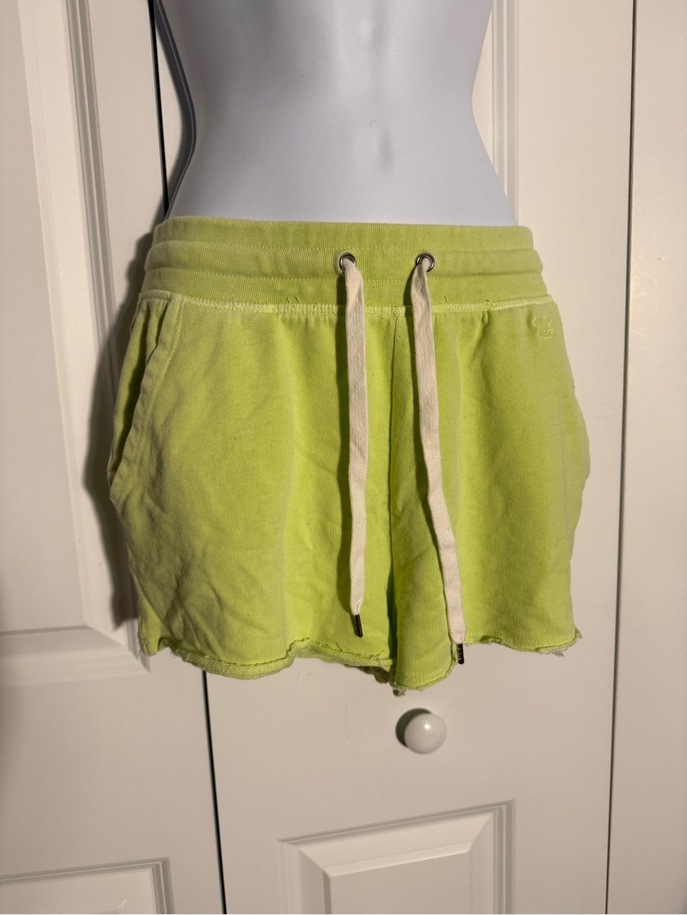 ivory ella Lime Green Terry Drawstring Lounge Shorts